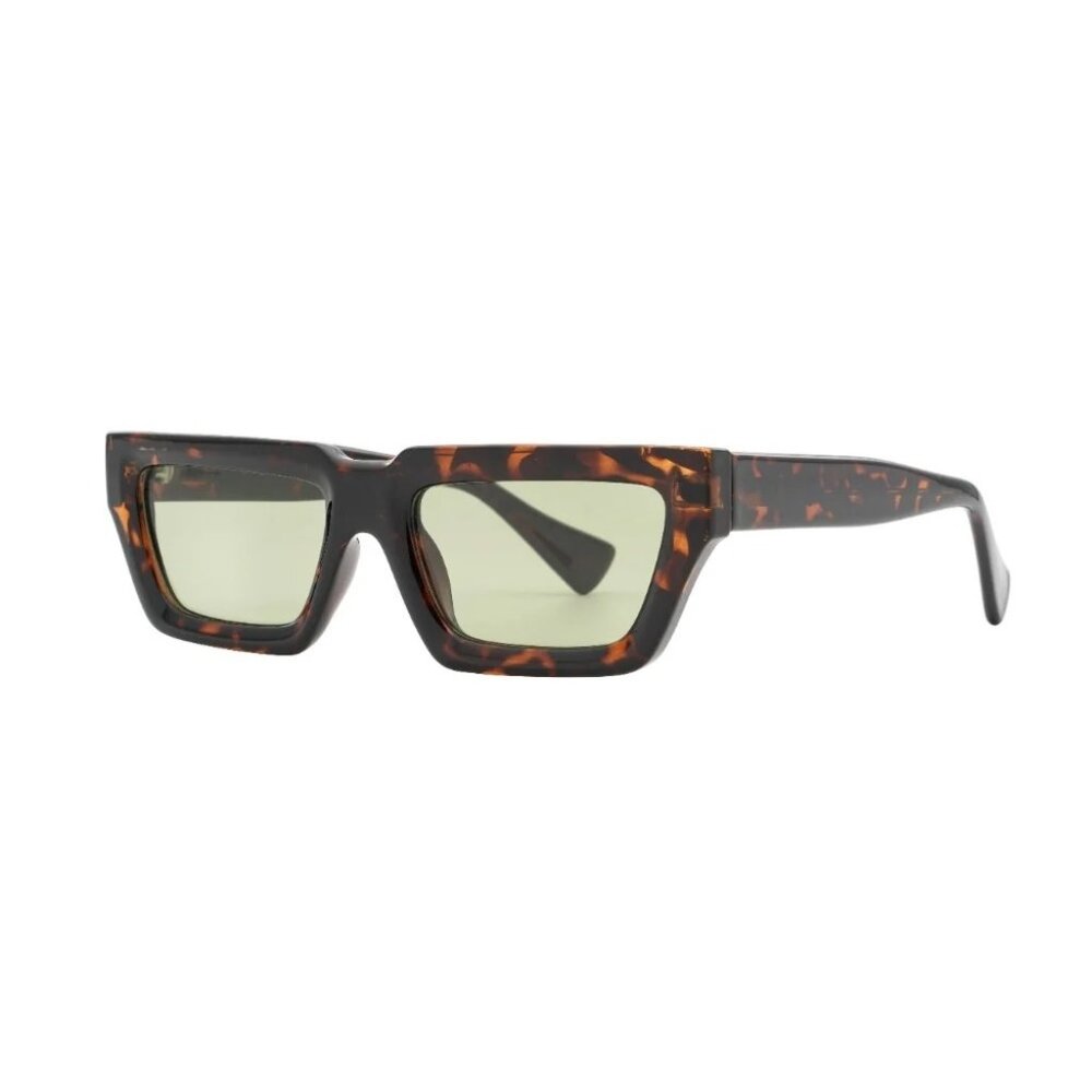 Ryan Simkhai Eyeshop Ivy Sunglasses in Tortoise With Green Lens